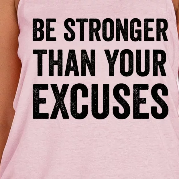 Be Stronger Than Your Excuses Funny Fitness Statet Gift Women's Knotted Racerback Tank