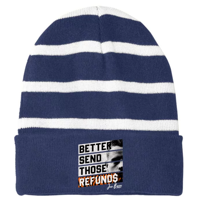 Better Send Those Refunds Cincinnati Football Fan Striped Beanie with Solid Band