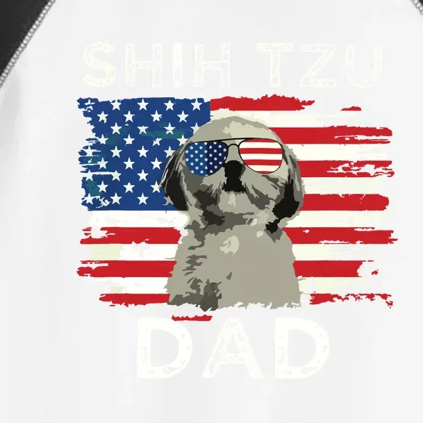 Best Shih Tzu Dad Ever American Flag 4th Of July Father Day Toddler Fine Jersey T-Shirt