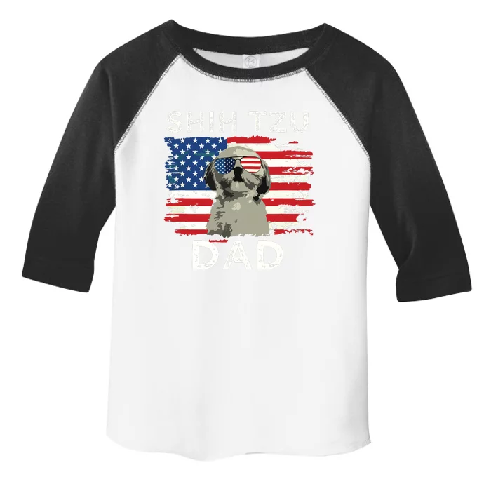 Best Shih Tzu Dad Ever American Flag 4th Of July Father Day Toddler Fine Jersey T-Shirt