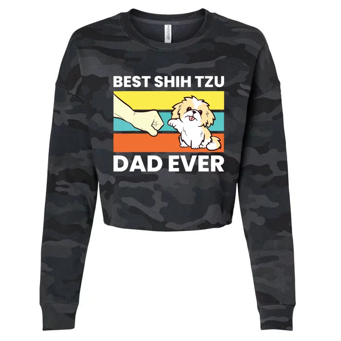 Best Shih Tzu Dad Ever Funny Shih Tzu Cropped Pullover Crew