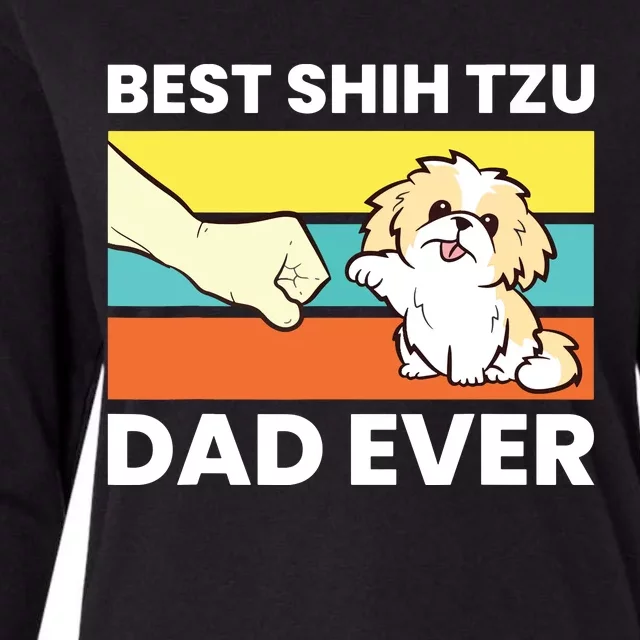 Best Shih Tzu Dad Ever Funny Shih Tzu Womens Cotton Relaxed Long Sleeve T-Shirt