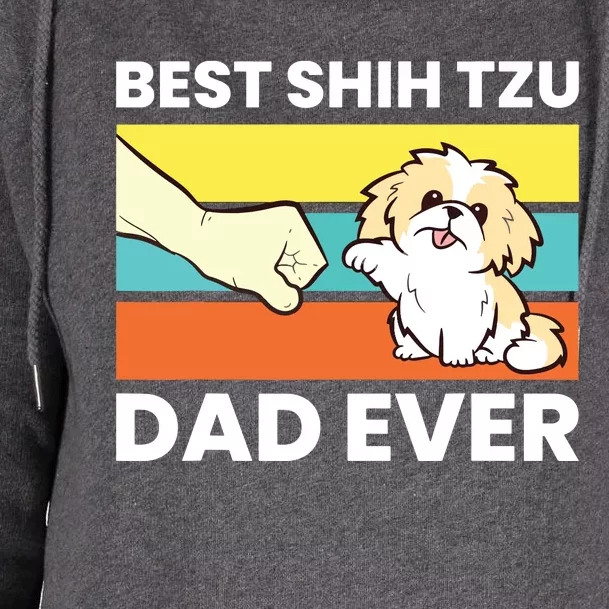 Best Shih Tzu Dad Ever Funny Shih Tzu Womens Funnel Neck Pullover Hood