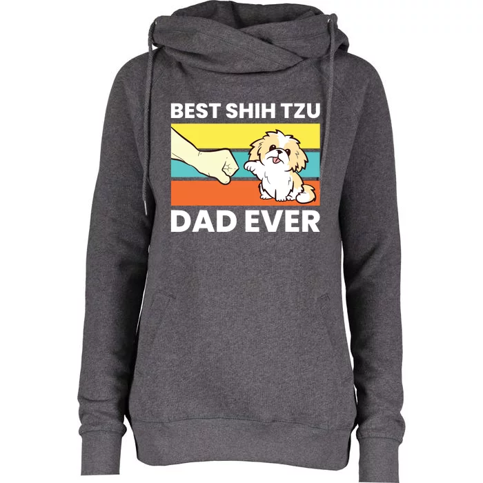 Best Shih Tzu Dad Ever Funny Shih Tzu Womens Funnel Neck Pullover Hood