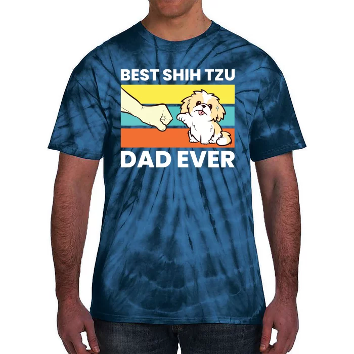 Best Shih Tzu Dad Ever Funny Shih Tzu Tie-Dye T-Shirt