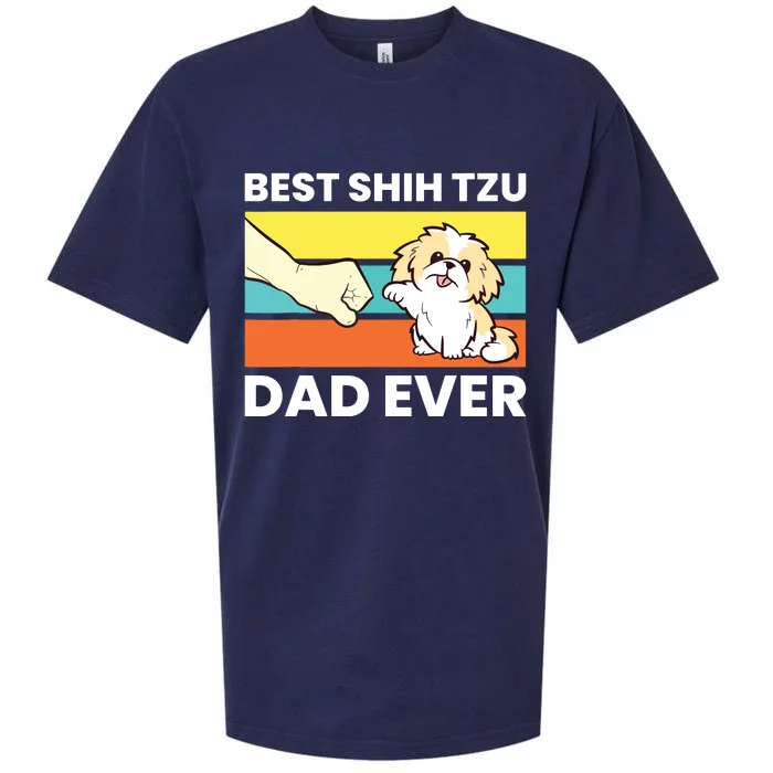 Best Shih Tzu Dad Ever Funny Shih Tzu Sueded Cloud Jersey T-Shirt