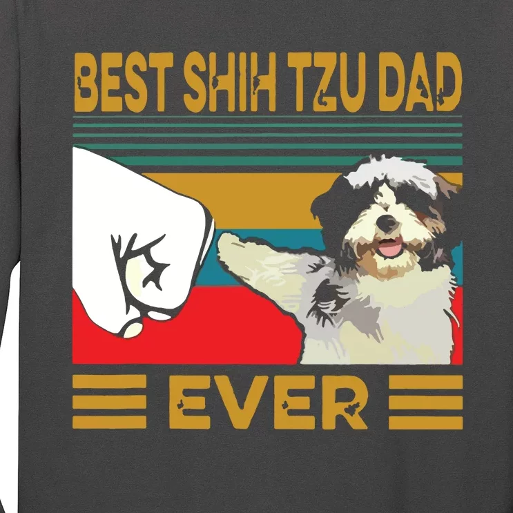 Best Shih Tzu Dad Ever Retro Vintage Long Sleeve Shirt