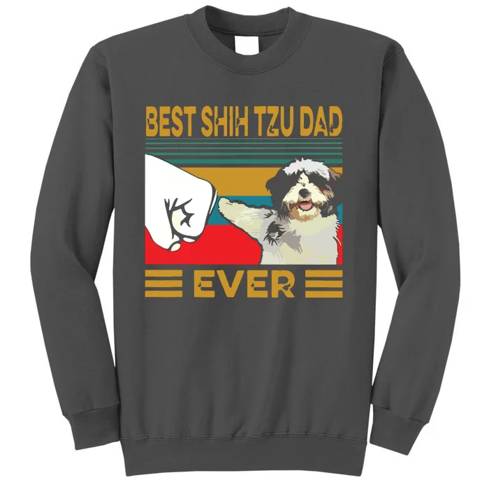 Best Shih Tzu Dad Ever Retro Vintage Tall Sweatshirt