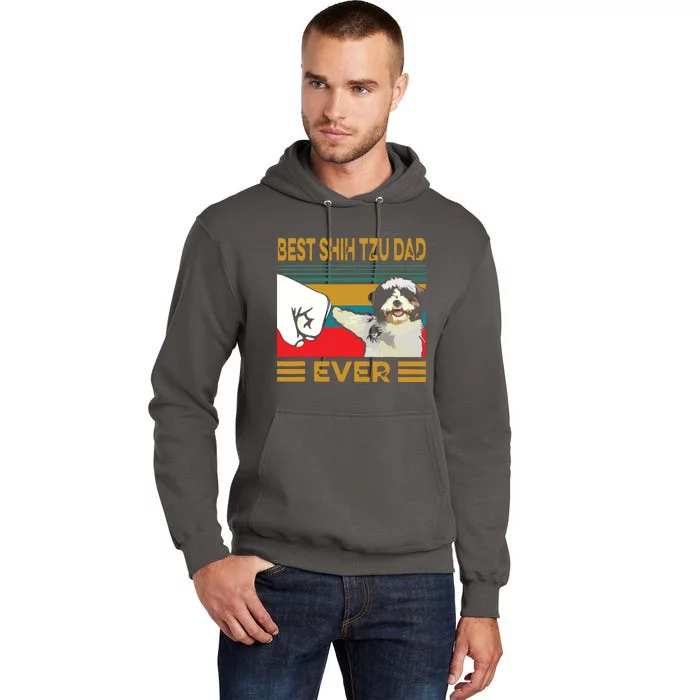 Best Shih Tzu Dad Ever Retro Vintage Tall Hoodie