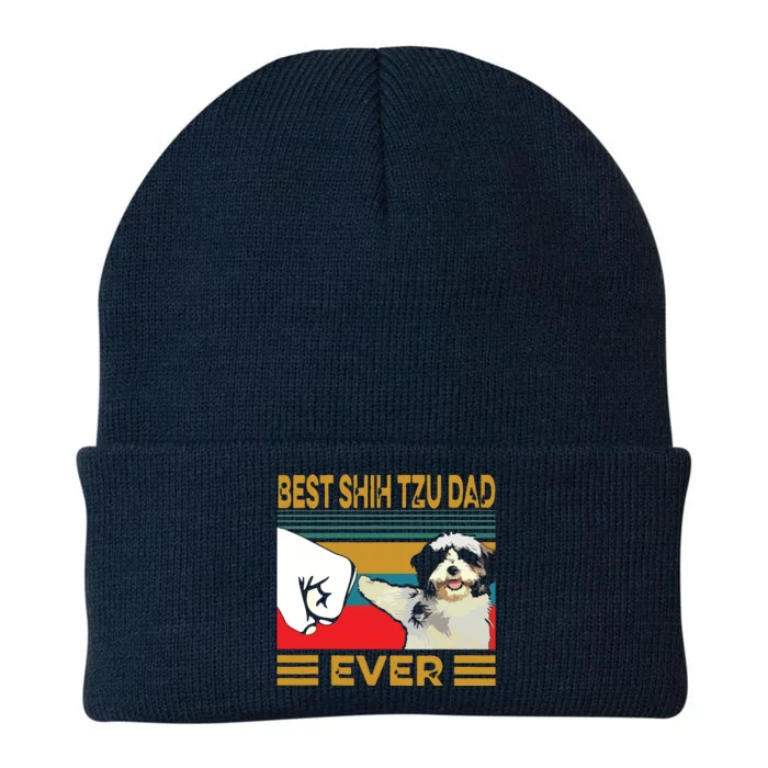 Best Shih Tzu Dad Ever Retro Vintage Knit Cap Winter Beanie