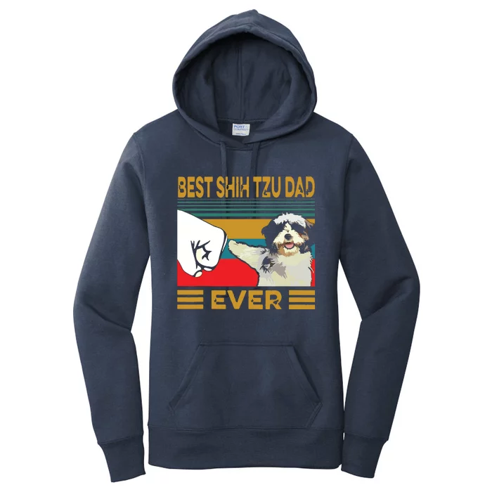 Best Shih Tzu Dad Ever Retro Vintage Women's Pullover Hoodie