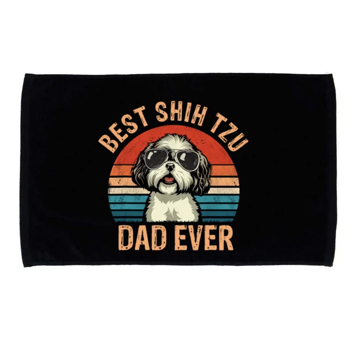 Best Shih Tzu Dad Ever Fathers Day Vintage Shih Tzu Lovers Gift Microfiber Hand Towel