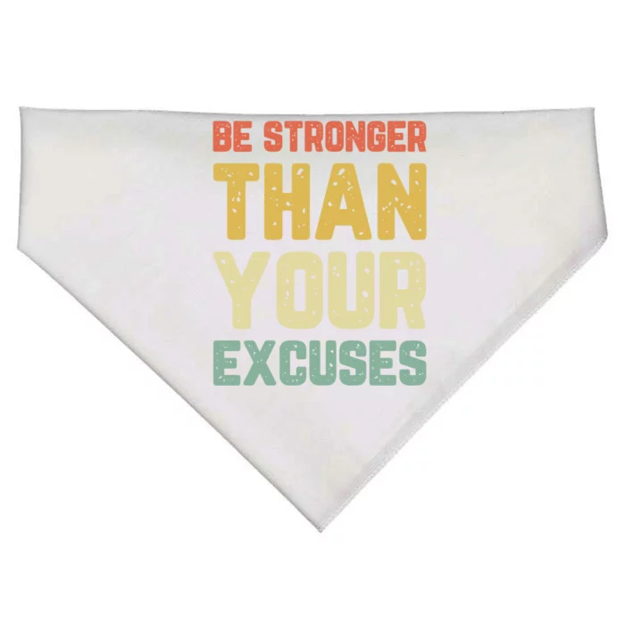 Be Stronger Than Your Excuses Gym Motivational Retro Gift USA-Made Doggie Bandana