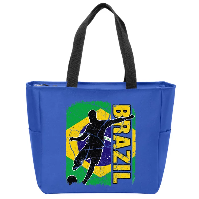 Brazilian Soccer Team Brazil Flag Jersey Football Fans Zip Tote Bag