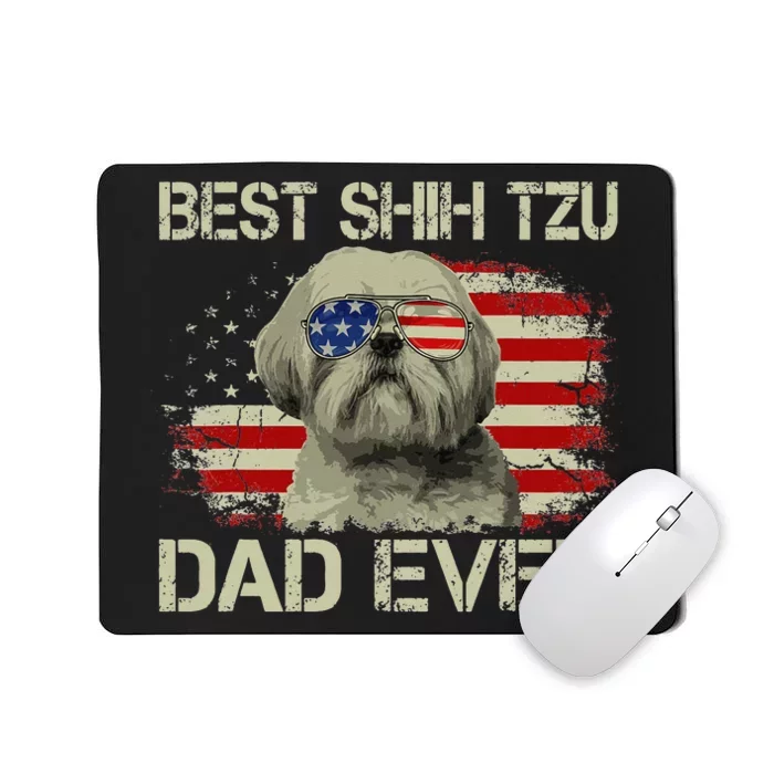 Best Shih Tzu Dad Ever Dog Lover American Flag Gift Mousepad