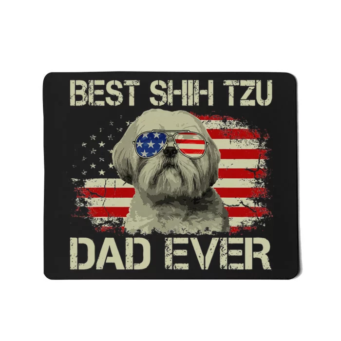 Best Shih Tzu Dad Ever Dog Lover American Flag Gift Mousepad