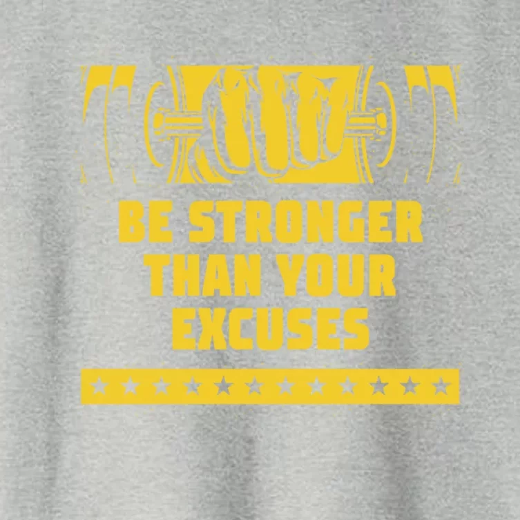 Be Stronger Than Your Excuses Workout Motivational Quote Gym Great Gift Women's Crop Top Tee