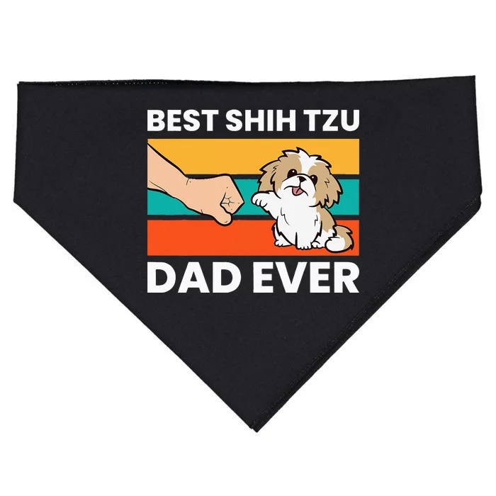 Best Shih Tzu Dad Ever Funny Shih Tzu USA-Made Doggie Bandana