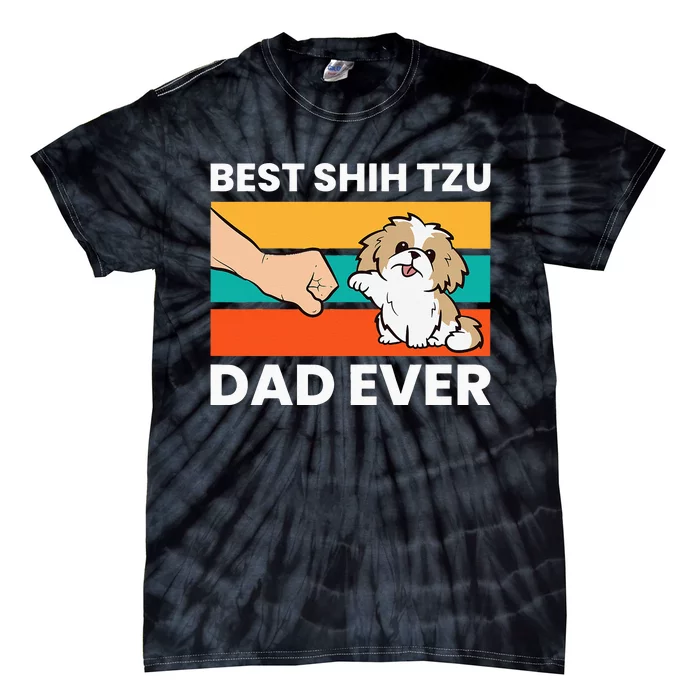 Best Shih Tzu Dad Ever Funny Shih Tzu Tie-Dye T-Shirt