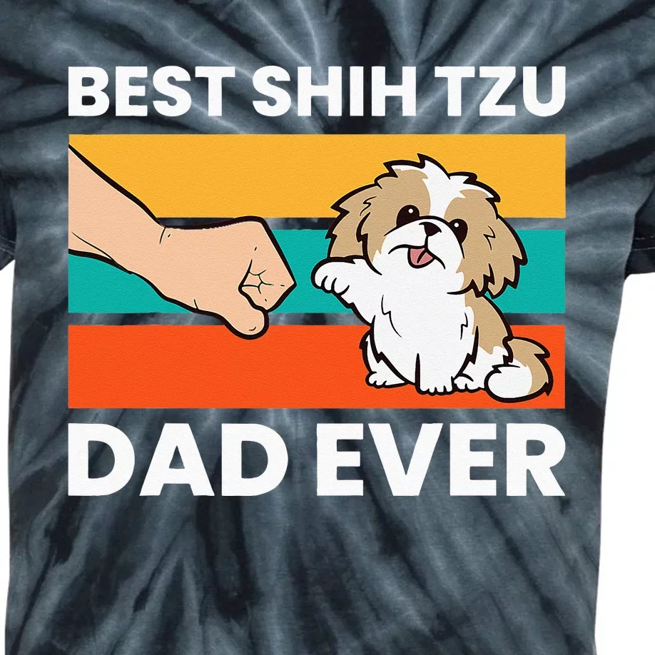 Best Shih Tzu Dad Ever Funny Shih Tzu Kids Tie-Dye T-Shirt