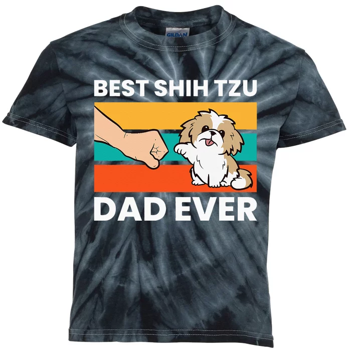 Best Shih Tzu Dad Ever Funny Shih Tzu Kids Tie-Dye T-Shirt