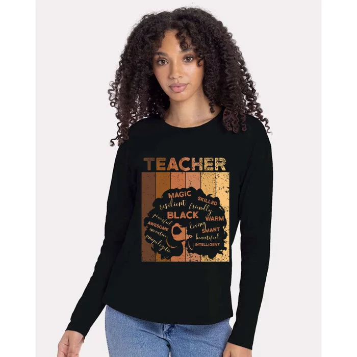 Black Smart Teacher Afro Melanin African American Retro Gift Womens Cotton Relaxed Long Sleeve T-Shirt