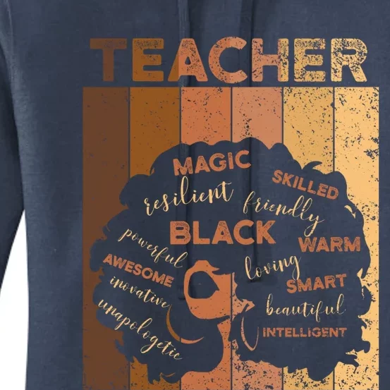 Black Smart Teacher Afro Melanin African American Retro Gift Women's Pullover Hoodie