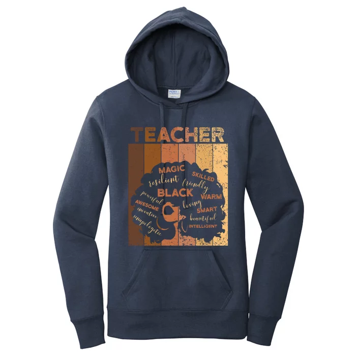 Black Smart Teacher Afro Melanin African American Retro Gift Women's Pullover Hoodie