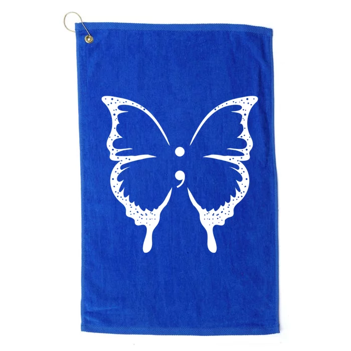 Butterfly Semicolon Tal Health Awareness Gift Platinum Collection Golf Towel