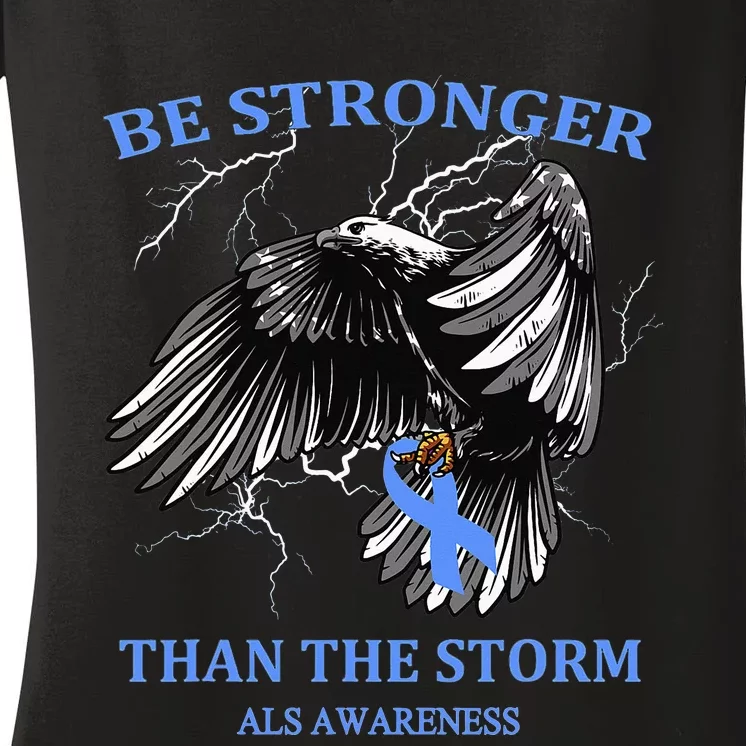 Be Stronger Than The Storm ALS Women's V-Neck T-Shirt