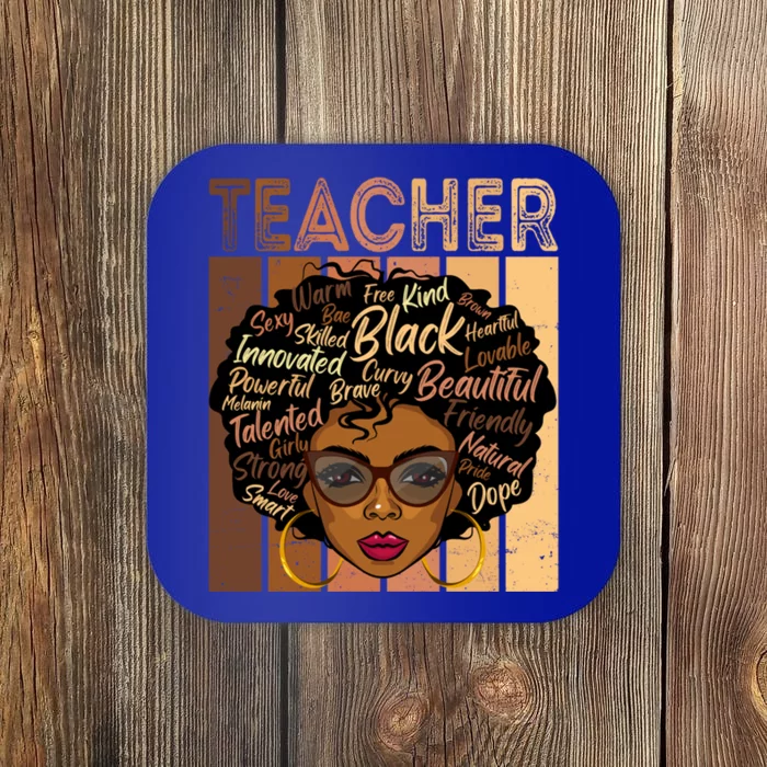 Black Smart Teacher Afro Love Melanin African American Gift Coaster