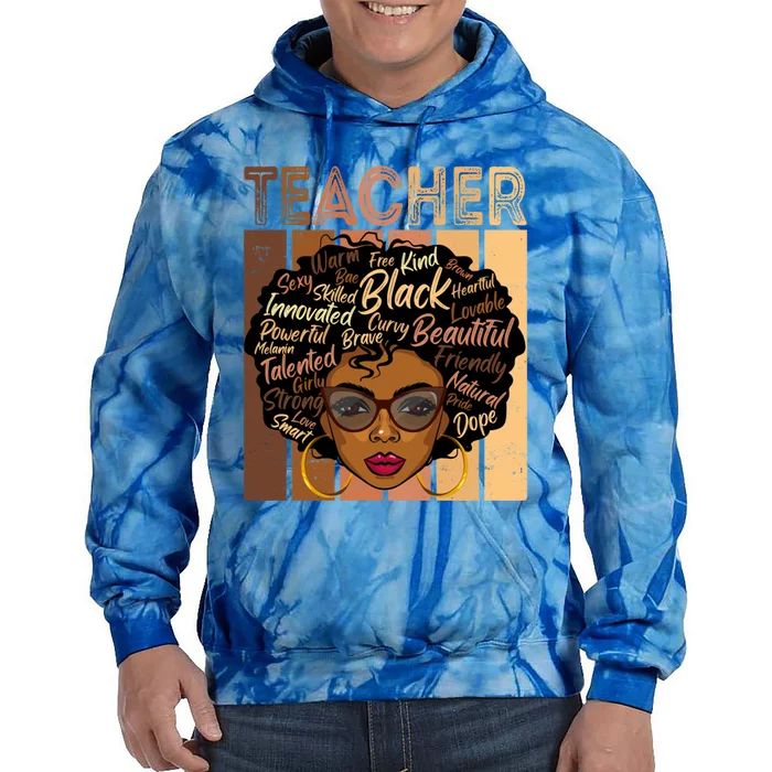 Black Smart Teacher Afro Love Melanin African American Gift Tie Dye Hoodie