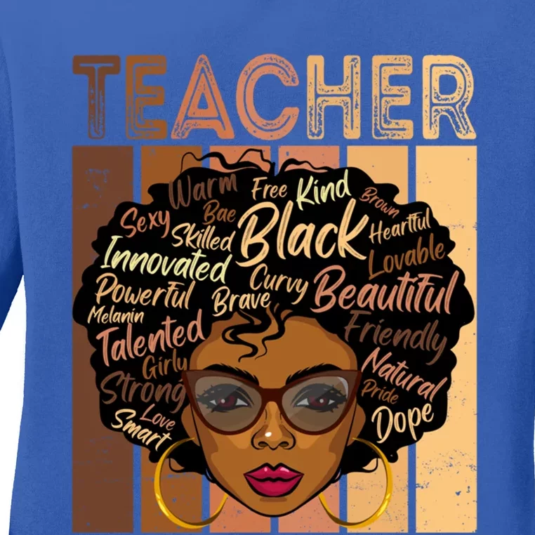 Black Smart Teacher Afro Love Melanin African American Gift Ladies Long Sleeve Shirt