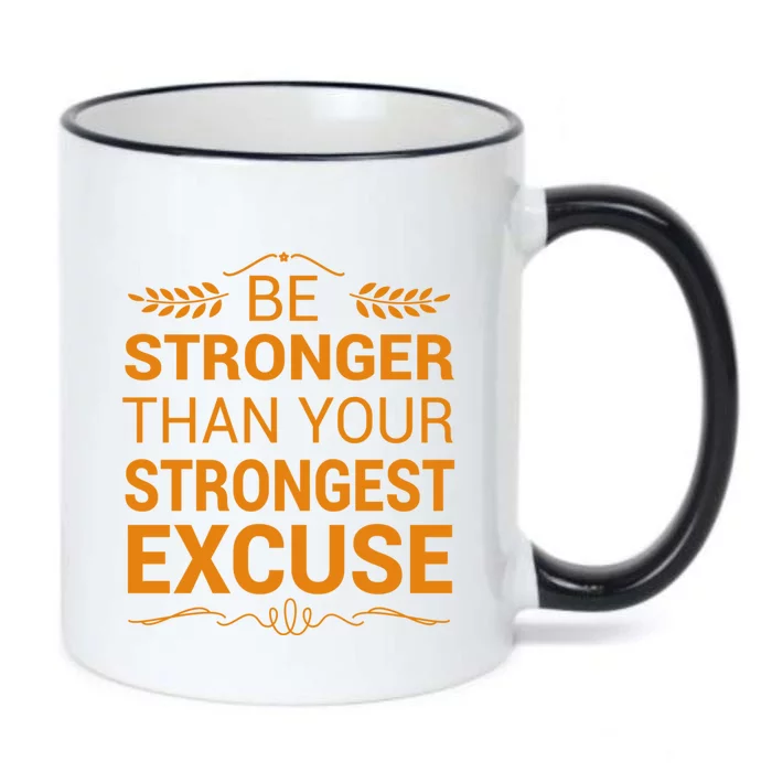 Be Stronger Than Strongest Excuse Funny Gym Motivation Gift Black Color Changing Mug