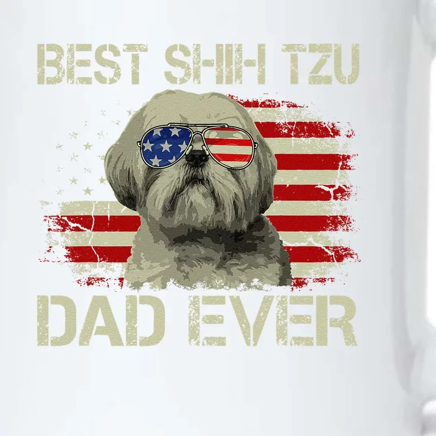 Best Shih Tzu Dad Ever Dog Lover American Flag Gift Black Color Changing Mug