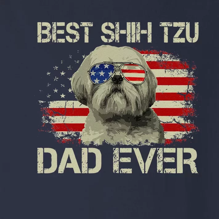 Best Shih Tzu Dad Ever Dog Lover American Flag Gift Toddler Long Sleeve Shirt