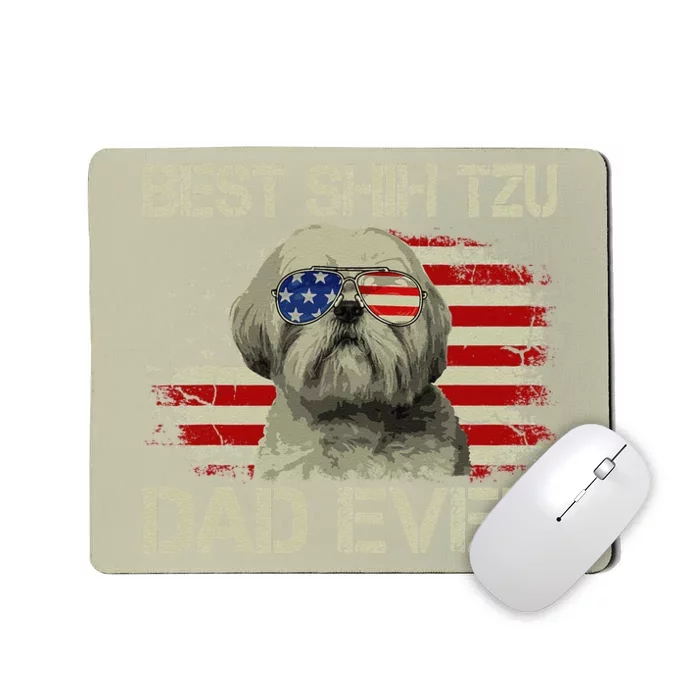 Best Shih Tzu Dad Ever Dog Lover American Flag Gift Mousepad