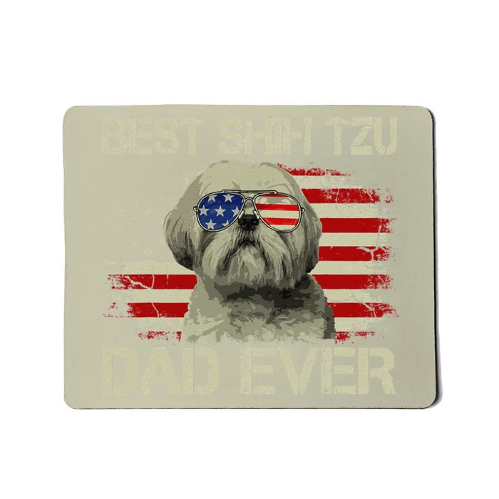 Best Shih Tzu Dad Ever Dog Lover American Flag Gift Mousepad