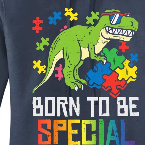 Born Special Trex Puzzle Dino Boy Autism Awareness Women's Pullover Hoodie