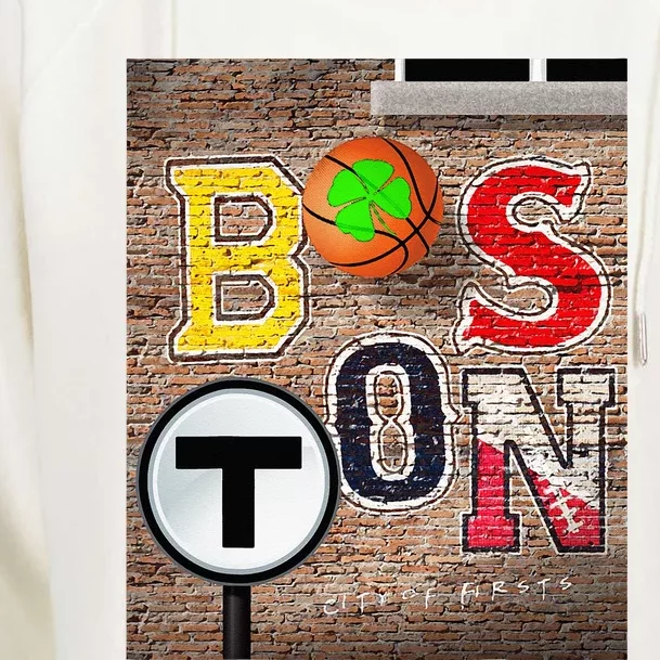 Boston Sports Teams Fan Football Baseball Hockey Basketball Womens Funnel Neck Pullover Hood