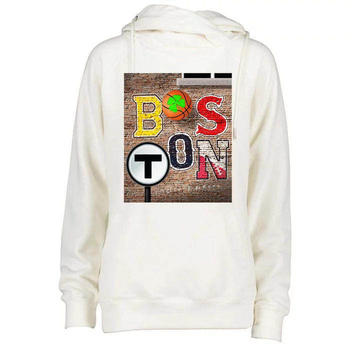 Boston Sports Teams Fan Football Baseball Hockey Basketball Womens Funnel Neck Pullover Hood