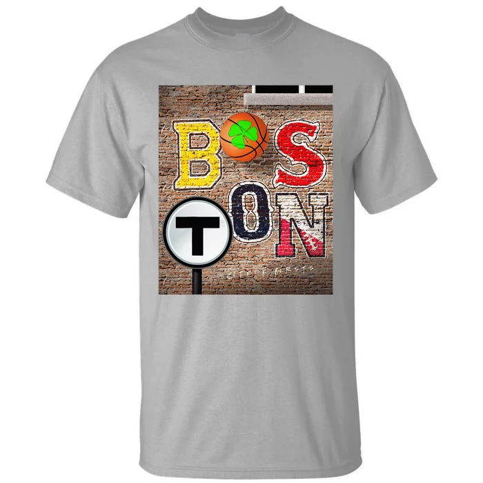 Boston Sports Teams Fan Football Baseball Hockey Basketball Tall T-Shirt