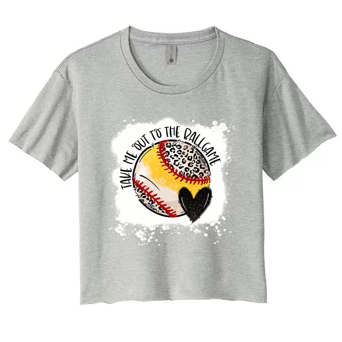 Baseball Softball Take Me Out To The Ball Game Mom Of Both Gift Women's Crop Top Tee