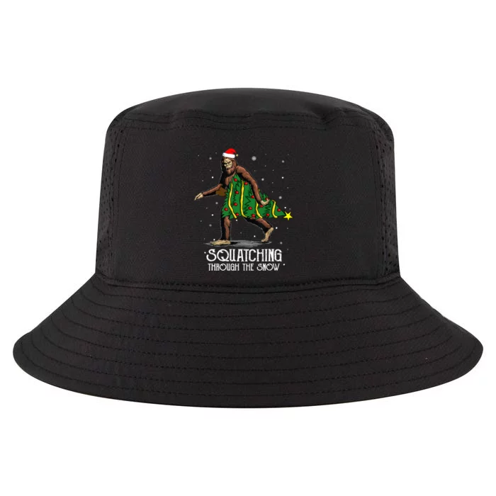 Bigfoot Squatching Through The Snow Christmas Tree Sasquatch Cool Comfort Performance Bucket Hat