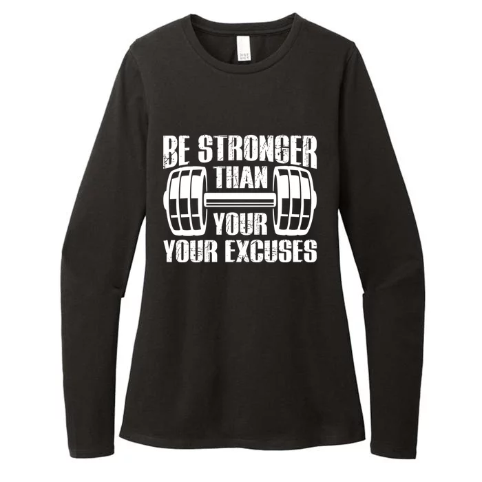 Be Stronger Than Your Excuses Motivational Workout Fitness Gift Womens CVC Long Sleeve Shirt