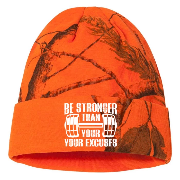 Be Stronger Than Your Excuses Motivational Workout Fitness Gift Kati - 12in Camo Beanie