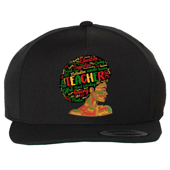 Black Smart Teacher Pride Black History Month Bleached Gift Wool Snapback Cap