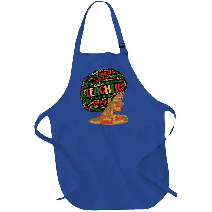 Black Smart Teacher Pride Black History Month Bleached Gift Full-Length Apron With Pocket