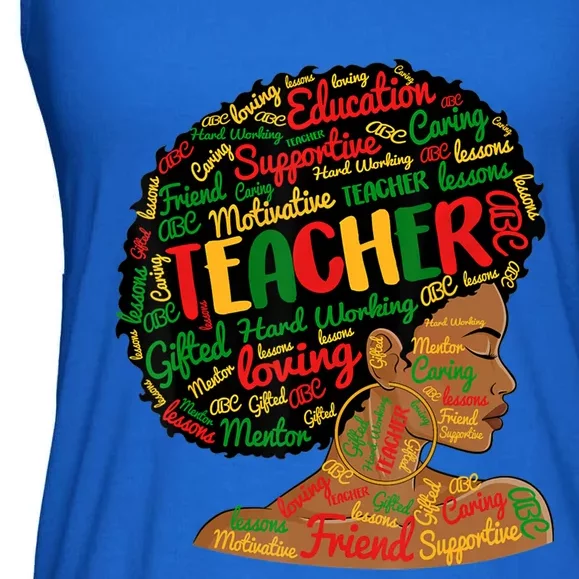 Black Smart Teacher Pride Black History Month Bleached Gift Ladies Essential Flowy Tank