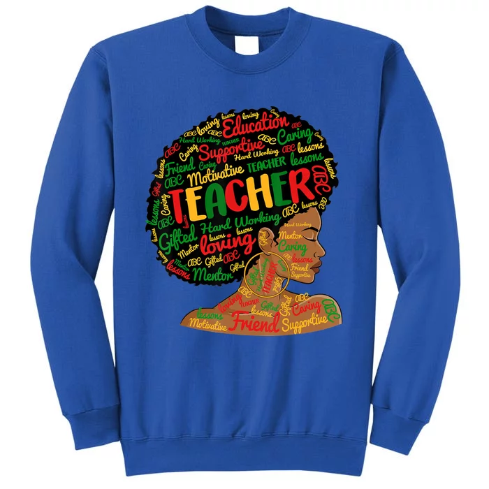 Black Smart Teacher Pride Black History Month Bleached Gift Tall Sweatshirt